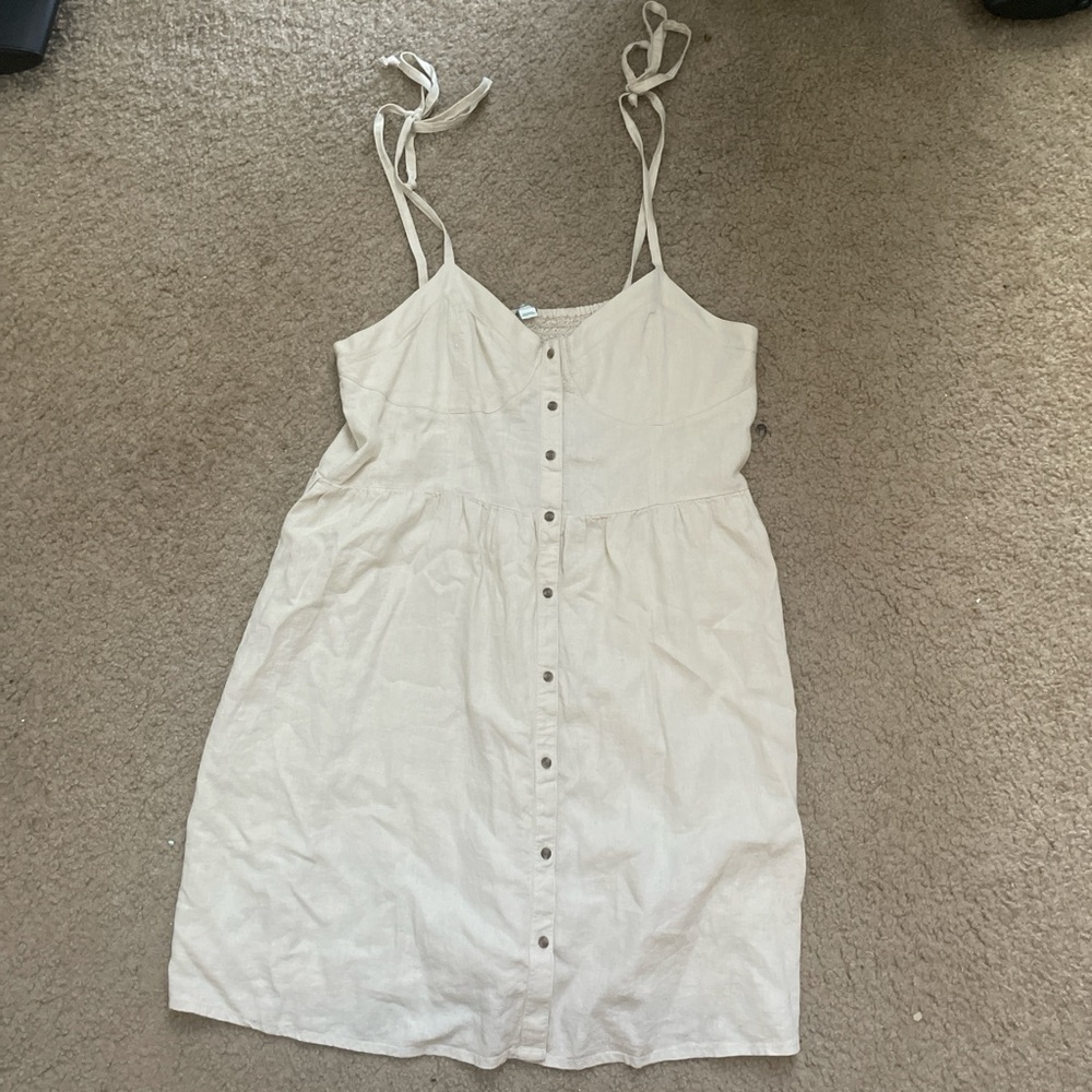 aerie cream colored linen mini dress size L